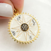 Buy Diamond Sterling Silver Round Compass Enamel Pendant